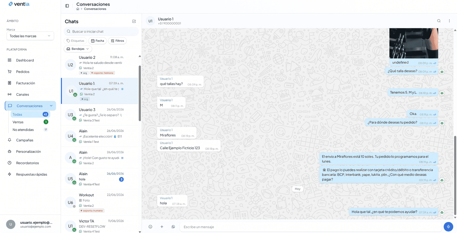 Conversaciones atendidas por IA en Ventia